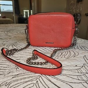 EUC Rebecca Minkoff Zip Moto Camera Bag Coral Pink